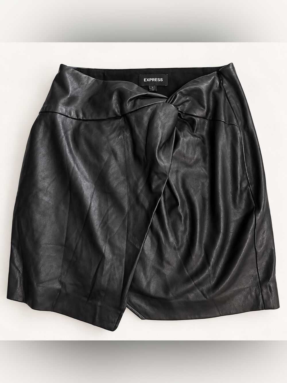 Express Black Faux Leather Wrap Mini Skirt Size Small